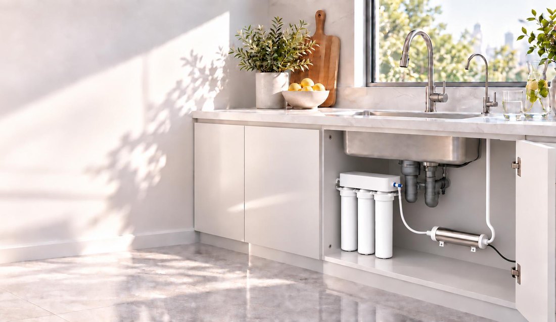 UV LED filter installed in an under-sink water purifier